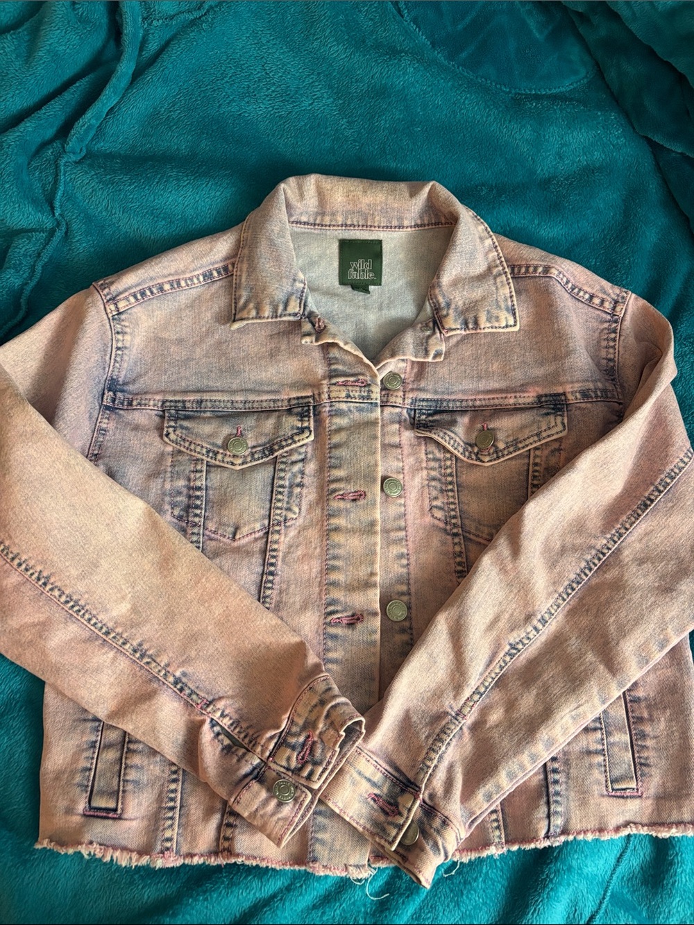 wild fable blush pink cropped denim jacket